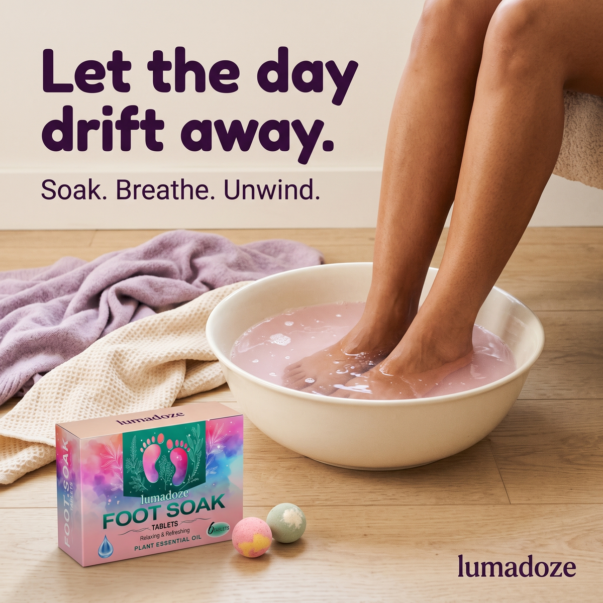 A relaxing evening foot soak with Lumadoze